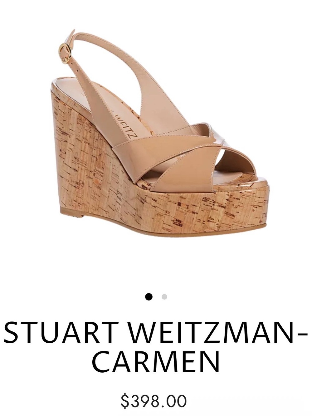 Stuart Weitzman Neutral Cork Wedge Slingback Sandals - Women